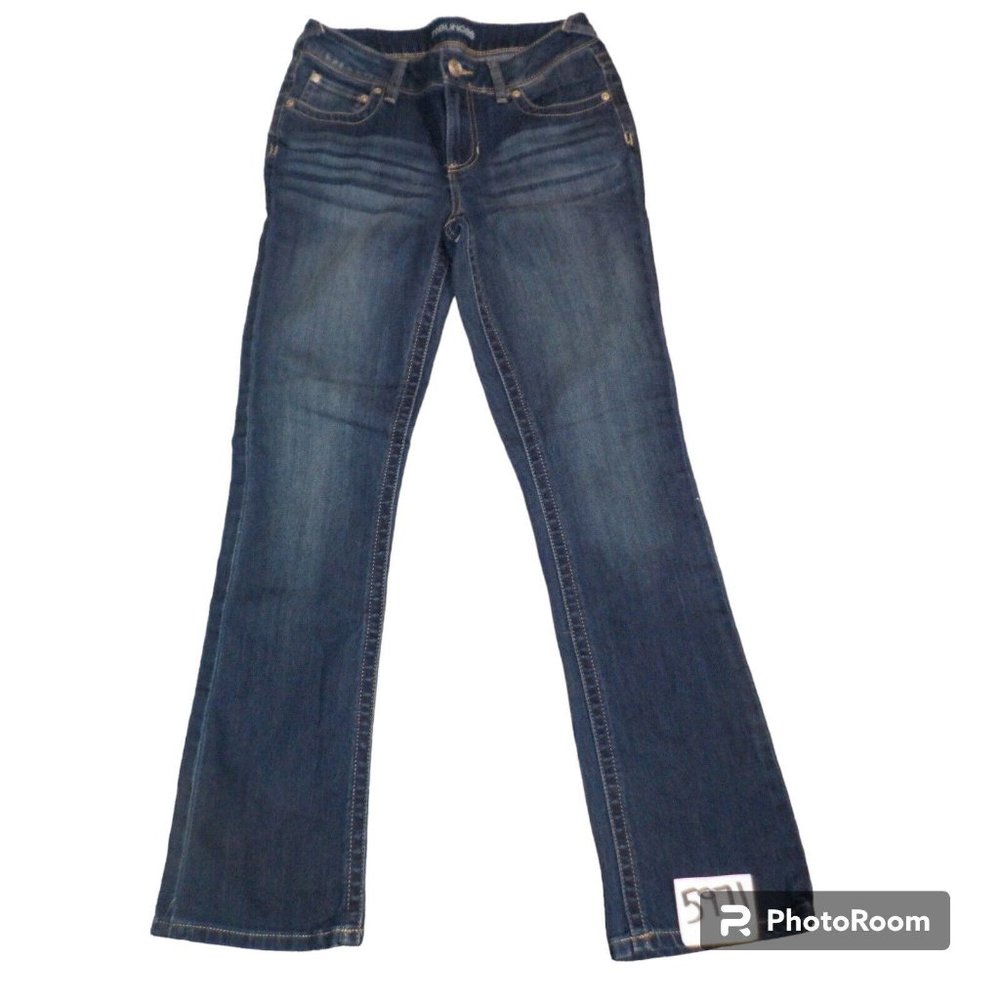 Maurices Blue Denim Jeans Thick Stitched Stretchy Womens Size 6 Reg ( 30 x 32)